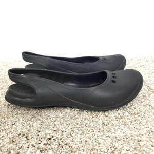 Crocs Shoes Womens 6 Flats Slingback Rubber Cutout Round Toe Lightweight Black